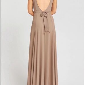 Show Me Your MuMu Backless Tan Maxi Dress